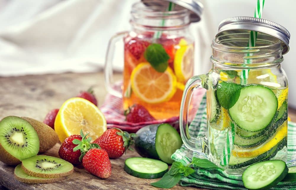 Drinking infused water will fill your stomach, so there's less room for snacking and/or overeating.