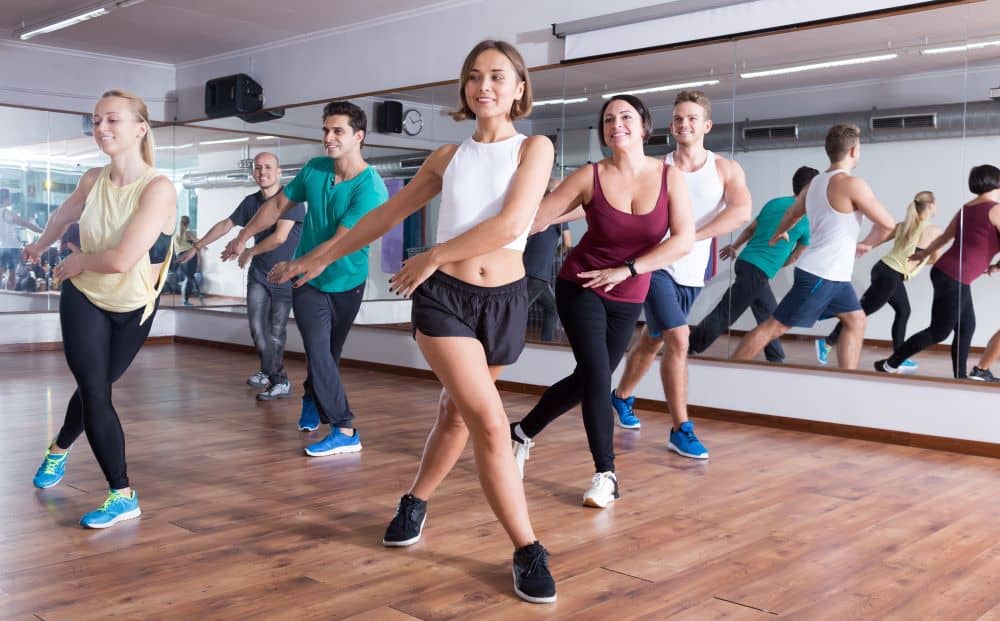 Zumba class in the gym.