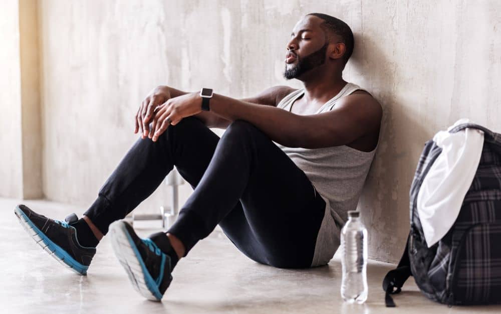 Man resting after workout.