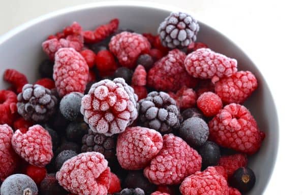 Mixed frozen berries.