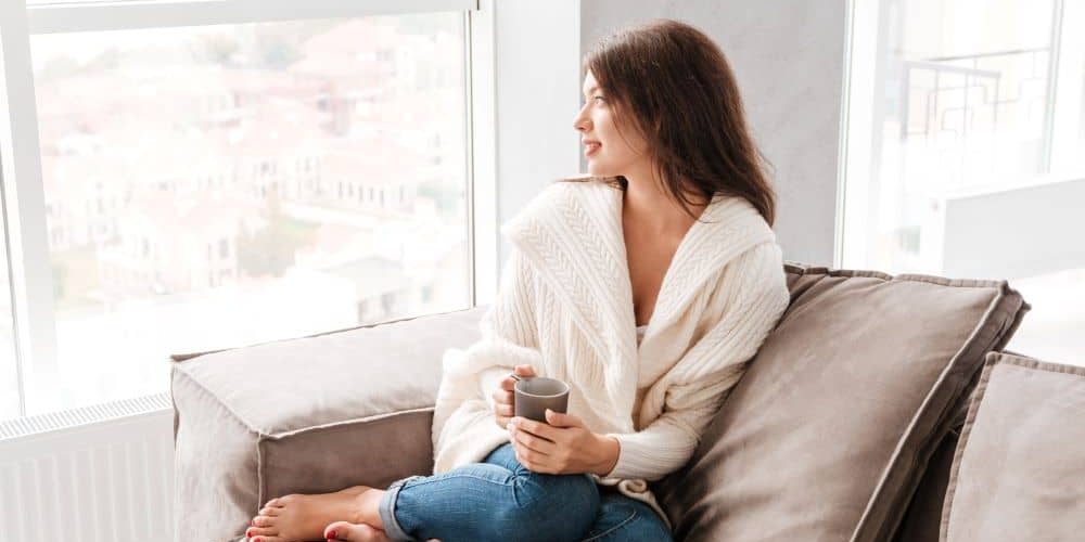 Woman with a cup of coffee.